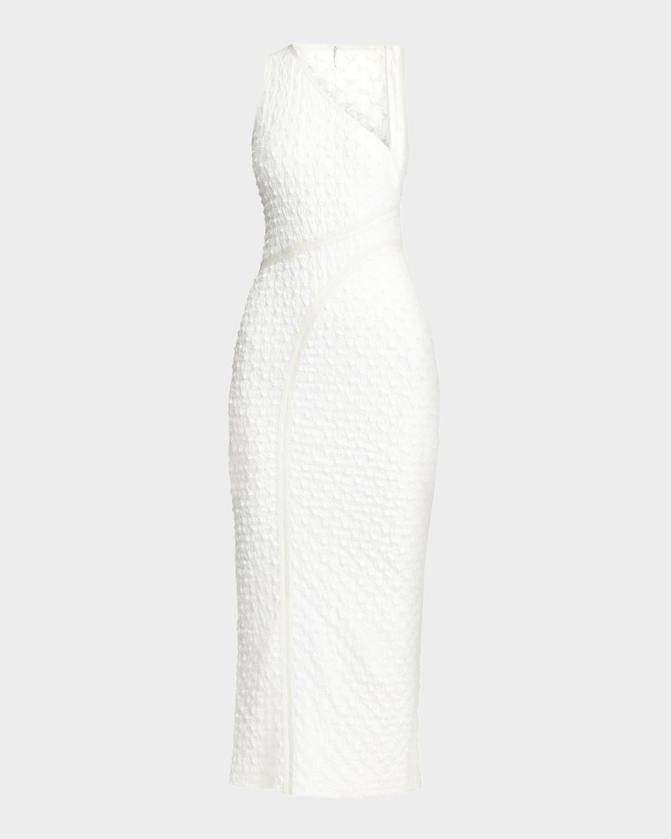 Alex Asymmetric Textured Midi Dress
